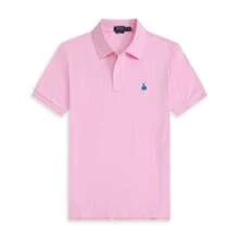 TIN Camisa polo para hombre con logotipo de pony bordado de , éxito de  internacional, manga corta de estilo ejecutivo, talla grande, Adecuado para cualquier - Rosa - Ver 2