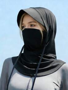 1pc Unisex Sun Protection Face Mask Hat Combo, Summer Sun Hat For Women, Full Face Ice Silk Breathable Neck Gaiter, Driving Cycling Face Cover Neck Guard, Suitable For Daily Outings, Shopping, Travel, Sun Protection - Multicolor - View 7