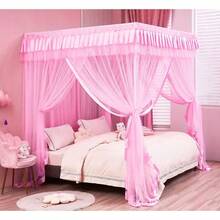 - Doble, rosa - Toldo rosa para cama princesa para nias pequeas, camas individuales, cortinas de malla, mosquitera, regalo de Navidad, regalo de cumpleaos - Individual + Rosa - Ver 9