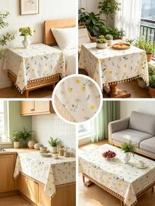 MineLain 1 buah Taplak Meja Persegi Panjang Motif Bunga Daisy Gaya Pastoral, Dekorasi Rumbai Beige, Taplak Meja Makan Rumah, Cocok Untuk Dapur Keluarga, Ruang Makan, Pesta Makan Malam, Piknik Berkemah, Kencan, Pernikahan, Dekorasi Pesta Tema Luar Ruangan, Penggunaan Dalam dan Luar Ruangan, Dekorasi Musim Semi dan Musim Panas - MultiWarna - View 2