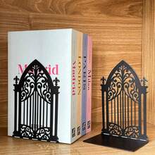 Gothic European Vintage Door-Shaped Metal Bookends, Decorative Bookends Suitable For Bookshelves, Organize Books Bookshelf Storage, Vintage Literary Gift Suitable For Book Lovers And Office Workers - One Size - View 4
