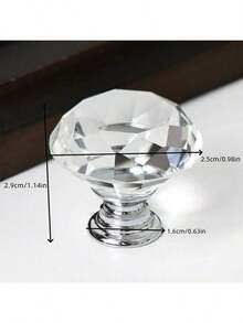 2/5/10pcs Gold Base Round Crystal Glass Drawer Pulls, Diamond Cabinet Knobs, Suitable For Wardrobe, Vanity, Cabinet Home Decor - Multicolor - View 3