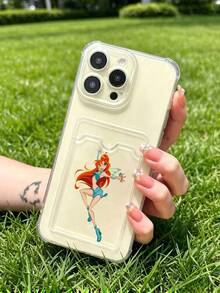 1 unidad Patrón de personaje de hada de dibujos animados Funda para iPhone 17 PRO,Esquinas con airbag antichoque reforzado, tarjetero oculto trasero para tarjetas y carnets. Cuenta con diseño elegante, ideal para uso diario y viajes. - transparente (transparente) - Ver 4
