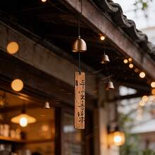 Japanese Style Wind Chime, Copper Bell With "Peace And Joy" Tag, Zen Garden Decor Suitable For Home, Yard, Balcony, Meditation Room, Unique Housewarming Gift - Multicolor - View 2