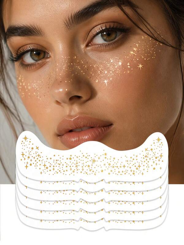 Glitter Freckles, Gold/Silver Temporary Face Tattoo Stickers, Women Girls Body Face Glitter, Country Music Concert Singer Festival Rave Accessories