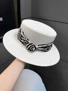 1pc Women's Straw Hat Bohemian Polyester Fashion Outdoor New Style Wide Brim Personalized Sun Protection Breathable Solid Color Straw Hat Suitable For Daily Outdoor Use - Multicolor - View 11