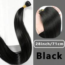 1pc Best-Selling Straight Hair Extension! Heat-Resistant Straight Sew-In Hair Extension, #1B Matte Color, 12-28 Inches, Hand-Woven, Suitable For Women DIY Hairstyles - Black - View 15