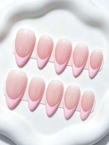 Shecass 10 piezas de uñas postizas hechas a mano de longitud corta, adecuadas para vacaciones de verano y fiesta de graduación - Multicolor - Ver 3
