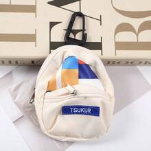 1pc Multi-Color Nylon Mini Keychain Pouch, Casual Style With Hook, Suitable For Daily Carry - Multicolor - View 6