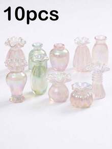 5/10pcs Mini Laser Vase Set, Mini Floral Vase, Dollhouse Furniture Decor, Micro Landscape Decoration Accessories, DIY Photography Scene Decor Props, DIY Miniature House Furniture Model, Miniature Scene Photography Props - A - View 12