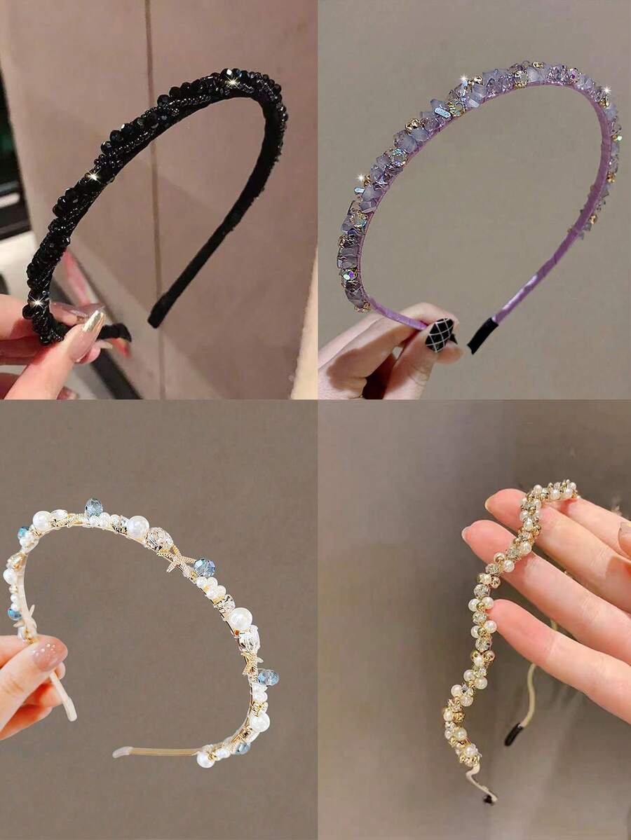 女款韓式2026新款森林仙女風高端水晶髮箍髮夾髮飾 - 4pcs - 查看 1