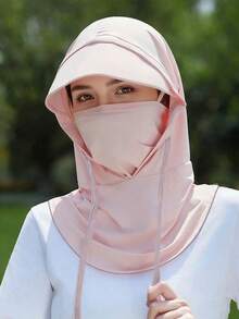 1pc Unisex Sun Protection Face Mask Hat Combo, Summer Sun Hat For Women, Full Face Ice Silk Breathable Neck Gaiter, Driving Cycling Face Cover Neck Guard, Suitable For Daily Outings, Shopping, Travel, Sun Protection - Multicolor - View 3