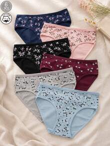 6 Pack High Waisted Cotton Briefs For Women, Soft Multipack Full Coverage Panties, Ditsy Floral Printed Ladies Daily Underpants - Multicolor - View 1