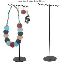 Elegant Black Oval Iron Jewelry Tower - Multi-Functional Metal Earring And Necklace Display Stand, Streamlined Design For Home Decor, Pearlescent Home Ornament, Desktop Decoration, Modern Aesthetic, Sturdy Structure, Jewelry Tower - Black - View 5