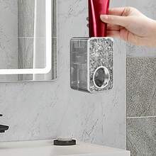 Wall Mounted Automatic Toothpaste Dispenser Set With Adhesive Hook, Ice Pattern Personalized No Drilling Wall Mounted Toothpaste Squeezer, Plastic Bathroom Accessories Storage Box, Hotel And Home Bathroom Decoration, Holiday Gift - Semi-transparent Style - View 6