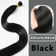 1pc Best-Selling Straight Hair Extension! Heat-Resistant Straight Sew-In Hair Extension, #1B Matte Color, 12-28 Inches, Hand-Woven, Suitable For Women DIY Hairstyles - Black - View 14