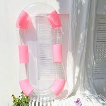 Flotador inflable para piscina con bloques de color rosa, malla transparente con purpurina, para descansar en el agua durante las vacaciones - Rosa - Ver 4