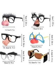 1pc Random Style Funny Glasses, Halloween April Fools' Day Birthday Party Costume Prop, Instantly Ignite Party Atmosphere, Fun Party Gathering Funny Nose & Mustache Glasses Gift, Hilarious Prank Holiday Performance Glasses, Various Styles - One Size Fits All - View 7