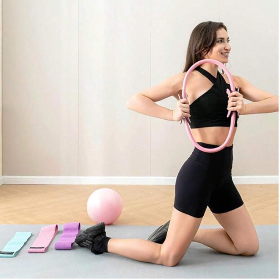 1PC Pilates Ring Set, 38CM Pilates Ring, Mini Ball, 3 Resistance Bands And Yoga Ball Kit, Home Body Shaping Arm, Thigh And Core Training Set