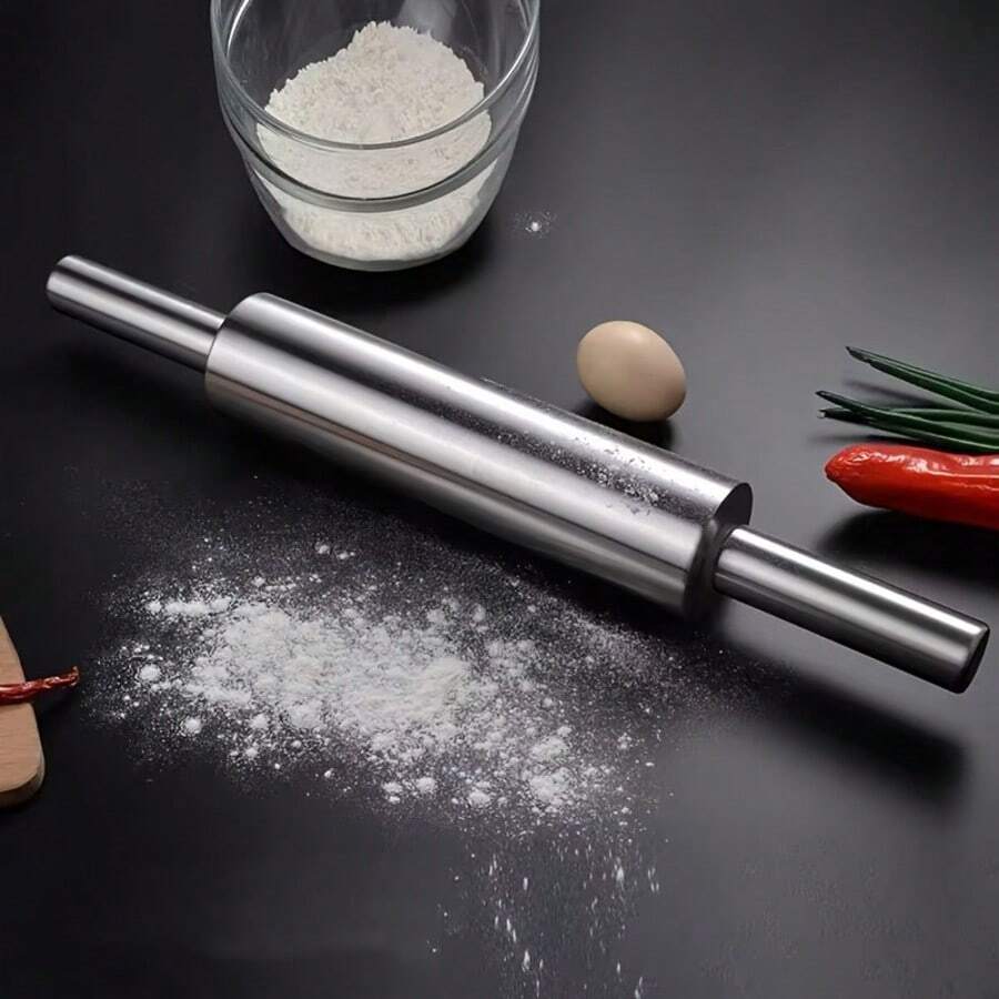 Heavy Duty Stainless Steel Rolling Pin - Non-Slip Grip, Round End Design For Baking, Suitable For Pastries, Cookies, Pasta - Commercial And Home Kitchen Use - Easy To Clean And Rust-Resistant - Great For Christmas, Halloween, Thanksgiving, Easter And Other Holidays - Ideal Gift For Home Baking Enthusiasts, Stylish Cylindrical Design, Durable Kitchen Tool, Pasta Rolling, Cookie Baking, Professional Grade Roller, Cylindrical Design, Rust-Resistant Material, Baking Roller, Pastry Rolling Pin, Baking Enthusiasts - Multicolor - View 1