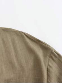 Women's Solid Color Linen-Like Tie-Front Loose Kimono Sleeve Cardigan Jacket, Spring/Autumn - Army Green - View 4