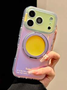 Premium Niche Color-Block Aurora Laser 360° Rotating Stand Phone Case Compatible With Apple 17 Pro Max, 17 Pro, 16 Pro, 15 Pro, 18 Pro Max, Acrylic Shockproof Protective Cover For Women - Silver - View 8