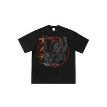 Godzillass City Attack 2026 Japanese Anime T-Shirts For Men, Funny And Cute Cartoon T-Shirts For Women, Short Sleeve T-Shirts, Kawaii Print T-Shirts, C - 黑色 - 查看 1