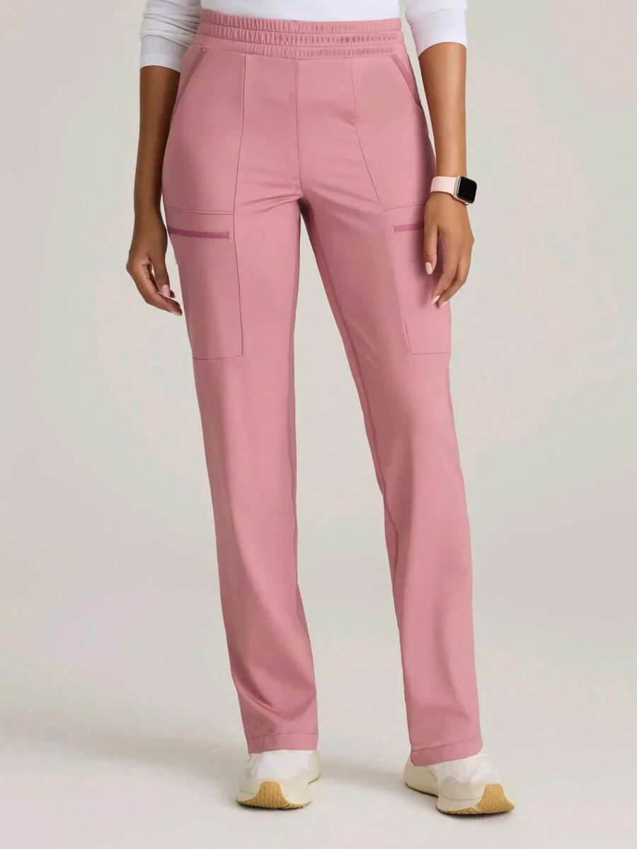 Frühling/Sommer Mehr-Taschen-Hose, Damen Lässig Jogger Hose für die Arbeit, bequeme Lässig Laufhose Rosa - Pink - Übersicht 1