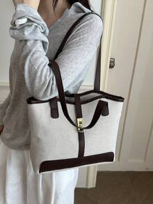 New Luxury Solid Color Premium Versatile Women's Shoulder Tote Bag - Coffee - View 6