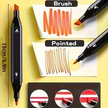 Dual-Tip Marker Art Set With Storage Bag - Back To School Supplies, Dual-Tip, Sketching Illustration Coloring Markers, Fine Point Alcohol-Based, Perfect For Artists And Hobbyists, Multicolor - 24/36/48/60pcs Available - Sets - View 7