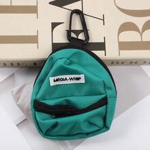 1pc Multi-Color Nylon Mini Keychain Pouch, Casual Style With Hook, Suitable For Daily Carry - Multicolor - View 11