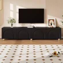 Black 180 Cm TV Stand In MDF,Particle Board With Storage For Living Room - 黑色 - 查看 2