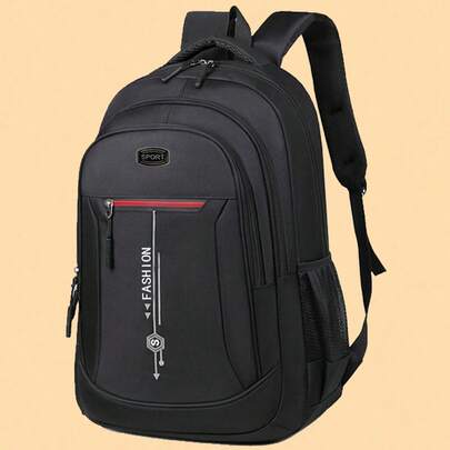 Rucsac rezistent la apă negru cu accente roșii pentru bărbați, capacitate mare, cu buzunare multiple, rucsac școlar pentru laptop, casual, rezistent la uzură, pentru călătorii, studenți și activități în aer liber