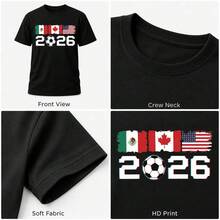 [E Mexico 2026] Men's Summer T-Shirt, New Model For USA-Canada-Mexico 2026 Soccer Fans - Colorful Soccer Ball Print, Casual Sportswear For Men - 白色 - 查看 7