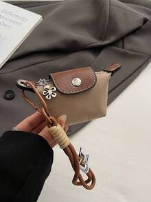HAILIAN Women Mini Coin Purse, Wristlet Bag Charm, Multi-Color Pouch, Handbag Accessory, Daily Wallet, Gift For Friends, Mini Card & Coin Storage Bag - Khaki - View 4