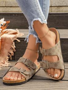 Must-Have Summer Shoes! Women's Open Toe Pearl Gladiator Sandals With Ankle Straps - Brown - View 6