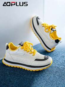 AoPlus Retro Outdoor Sports Shoes With Comfortable Breathable Memory System, Molded PU Cushioning Base, Inheriting Classic Design Aesthetics - 黃色 - 查看 3