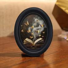 1pc Gothic Style 3D Black No-Drill Oval Photo Frame With Butterfly Pattern, Unique Design, Suitable For Home Decor, Office Decor And Holiday Decoration, Replaceable Photo - 2 - View 5