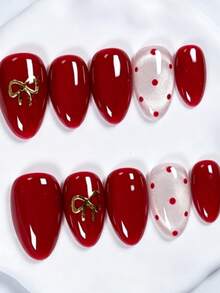 Shecass 10pcs Handmade Nails Press On Nails Short Nails For Summer Vacation Graduation Party - Multicolor - View 3