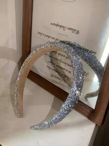 1pc Sparkling Rhinestone Headband, Sequin Crystal Hairband, Elegant Luxury Women's Hair Accessory - Multicolor - View 2