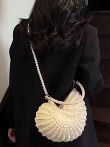 Bolso de mano tejido a mano con conchas, correa de hombro con cadena de perlas estilo bohemio, bolso de mujer, bolso de vacaciones de verano, viaje casual a la playa, bolso de playa, uso diario - Multicolor - Ver 10