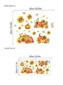 1pc Fresh Autumn Pumpkin Sunflower Maple Leaf Pastoral Style Removable Wall Decal For Kitchen Bedroom Living Room Decor - 1PC - View 6