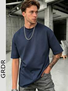 GRDR 男士时尚宽松短袖T恤 | 精致设计 | 夏季必备 | 百搭易配 | 展现您的风格 - 藏蓝色 - 查看 2