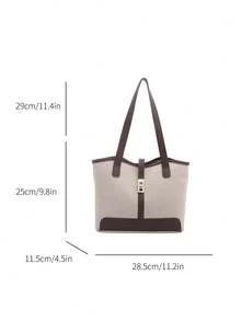 New Luxury Solid Color Premium Versatile Women's Shoulder Tote Bag - Coffee - View 3