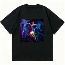 Camisetas vintage de la rapera Doja Cat Scarlet con estampado gráfico para hombre y mujer, estilo hip hop, manga corta. - Negro - Ver 1