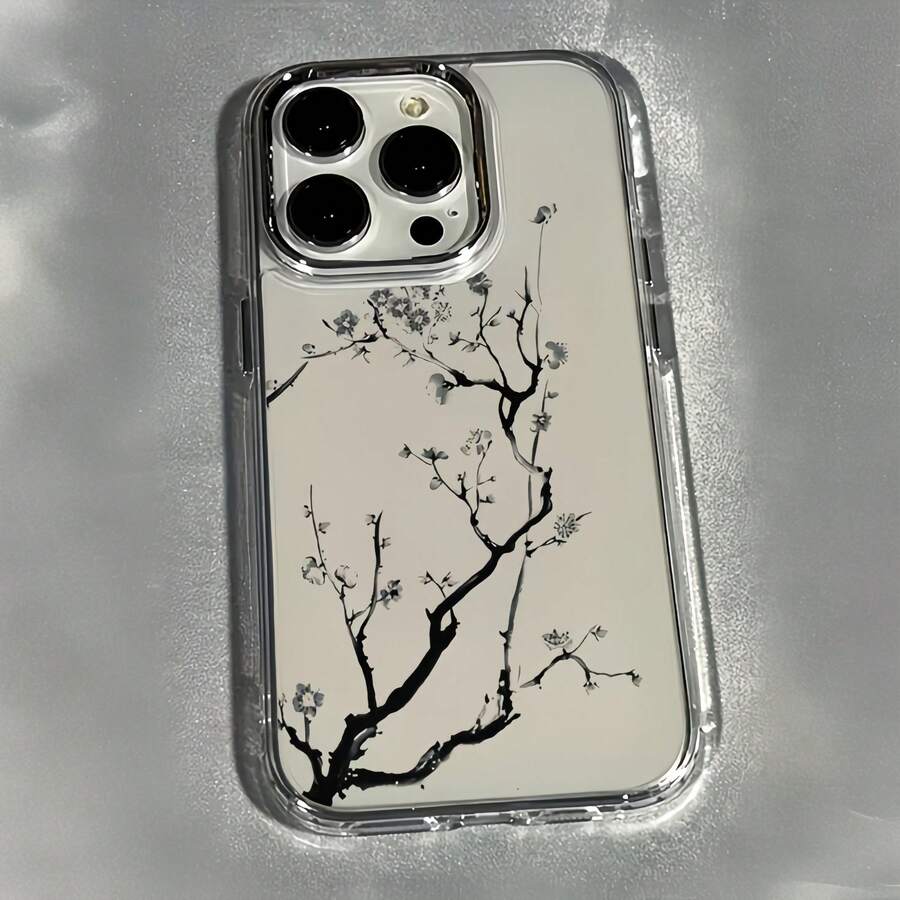 1個金屬透明個性化素描梅花枝圖案手機殼，適用於 iPhone 16 Pro Max/17/16/15/14 Plus/13/12/11 保護殼 Air - 彩色 - 查看 1