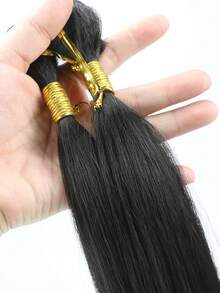 1pc Best-Selling Straight Hair Extension! Heat-Resistant Straight Sew-In Hair Extension, #1B Matte Color, 12-28 Inches, Hand-Woven, Suitable For Women DIY Hairstyles - Black - View 12