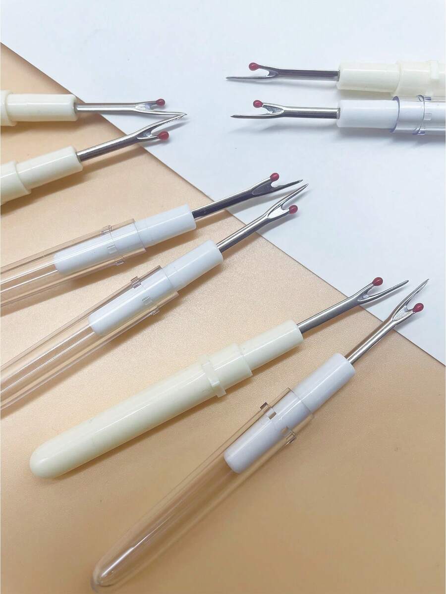 5件組拆線器套組,透明/不透明蓋可選,輕巧便攜拆線刀,鋒利縫紉拆線工具,適用於修改衣物、刺繡、十字繡、拆除標籤及居家DIY手工藝 - 小號拆線器 - 查看 1