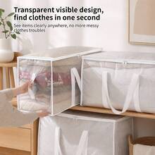 Extra Large Transparent Storage Bag, Waterproof Moisture-Proof Organizer, With Handle And Zipper, Ideal For Bedding, Blankets, Moving, Garage - Multicolor - View 2