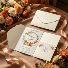 10pcs Tri-Fold Pocket Wedding Invitation Cards With Envelopes, Minimalist Style Suitable For Engagement, Baptism, DIY Invitations, Size 5*7 Inches, Pocket Invitations, Christmas Cards - 10Pcs - View 9